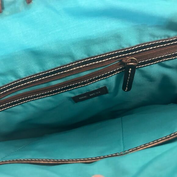 Brown Woven Straw Tote Nine West Large Straw Summer Bag 592 - Picture 5 of 6